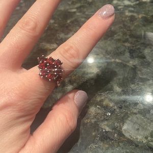 Garnet and sterling silver ring